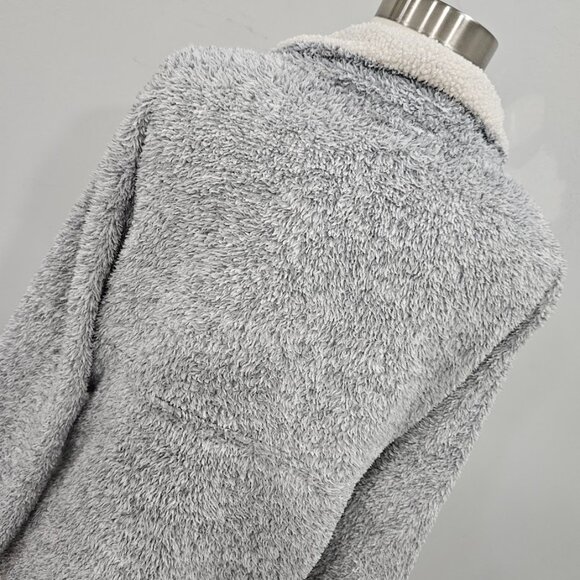 Entro Fuzzy Gray Sherpa Quarter Zip Long Sleeve Grey Pullover Sweatshirt Medium - Picture 11 of 13